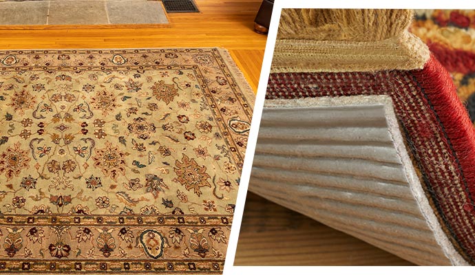 clean rug and rug pad on floor