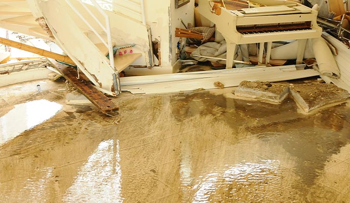 residential home floor water damage restoration