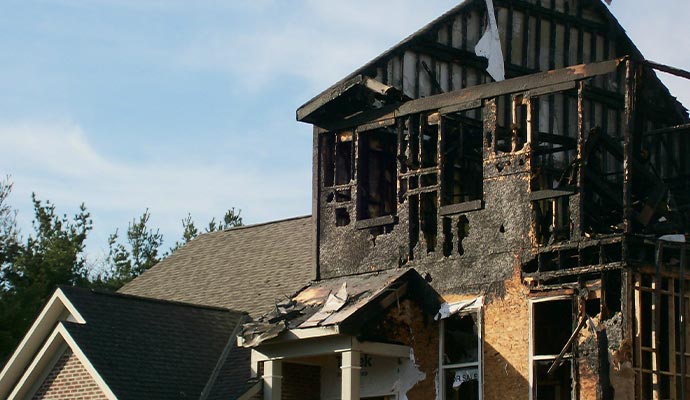 House severely damaged by fire House severely damaged by fire