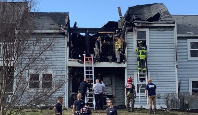 A house severely damaged by fire